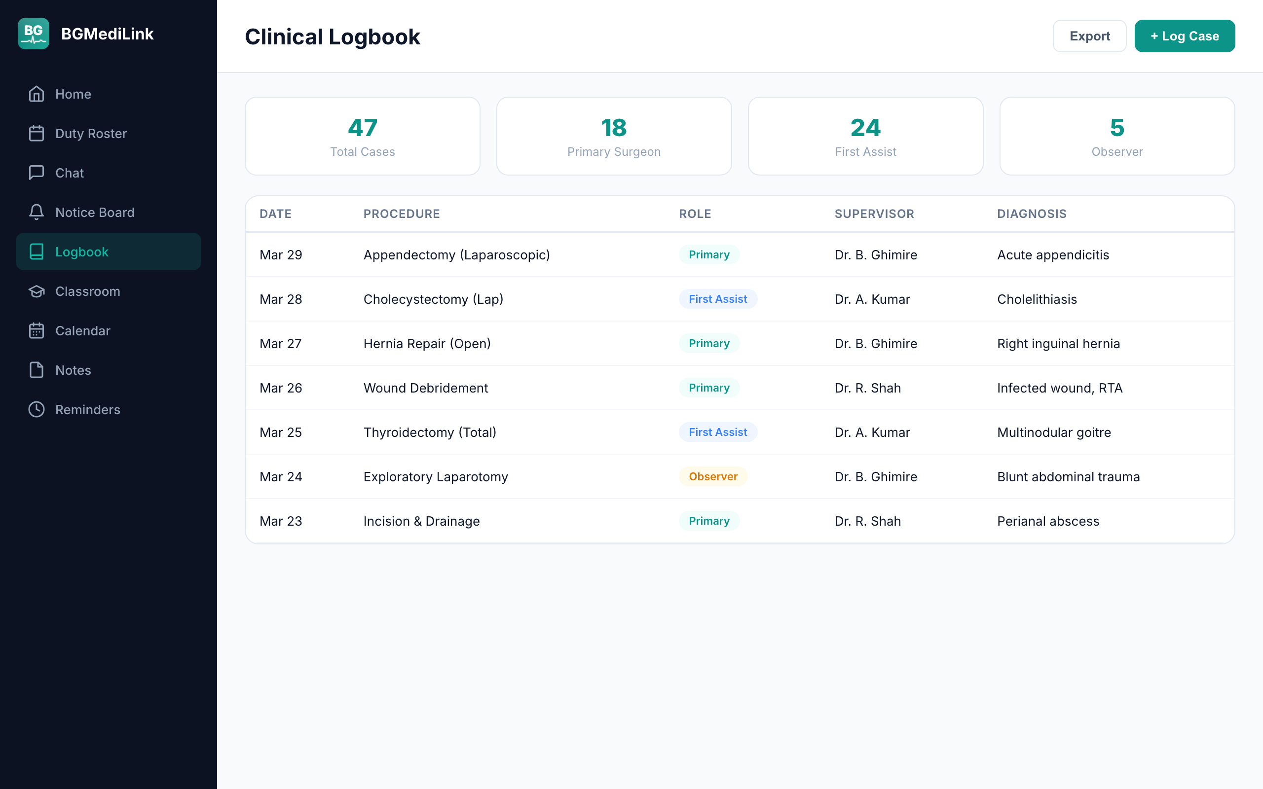 Clinical Logbook